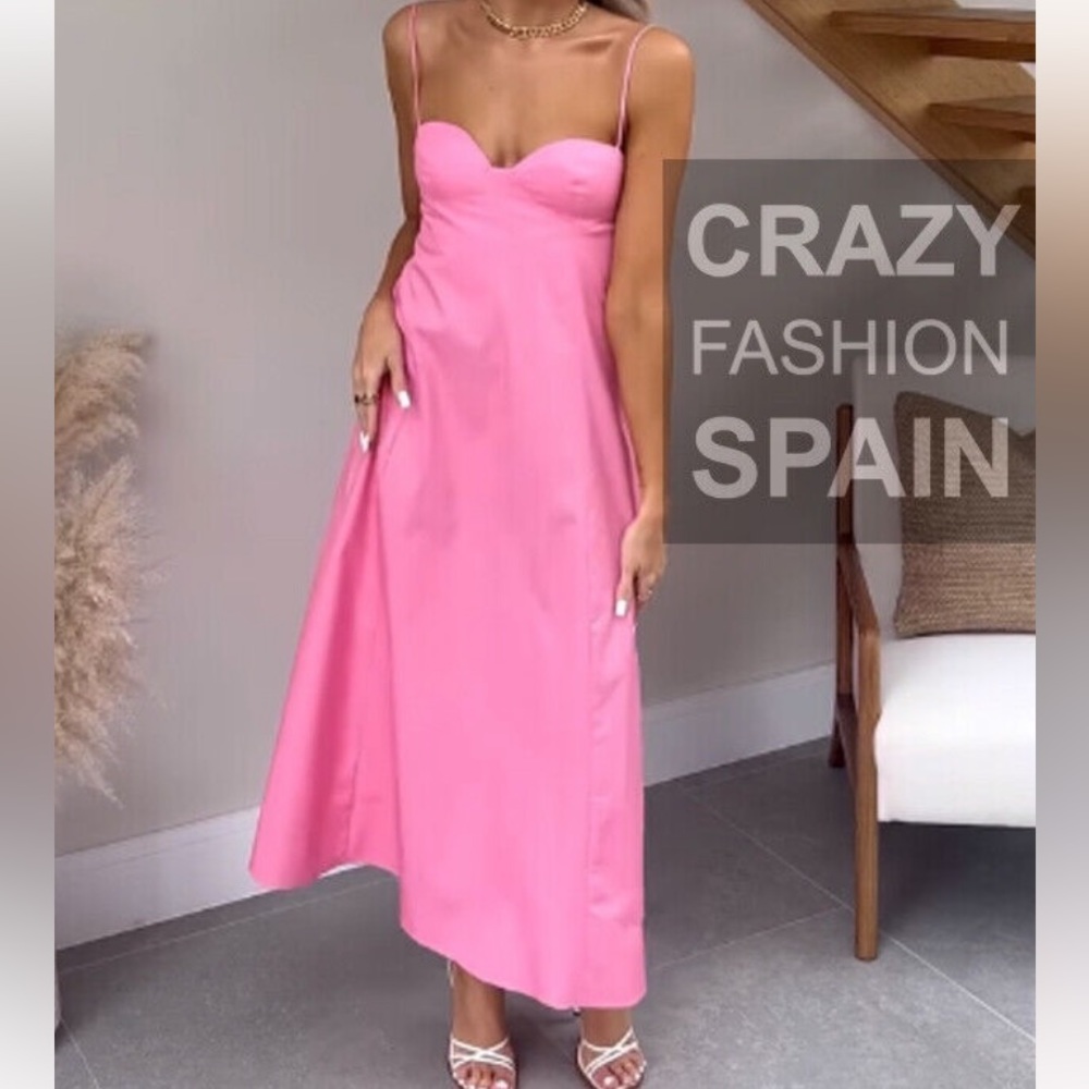 ZARA pink poplin midi dress - Picture 2 of 11